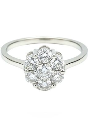 Moissanite Cluster Floral Ring Vintage Style in 925 Sterling Silver NWT Size 9